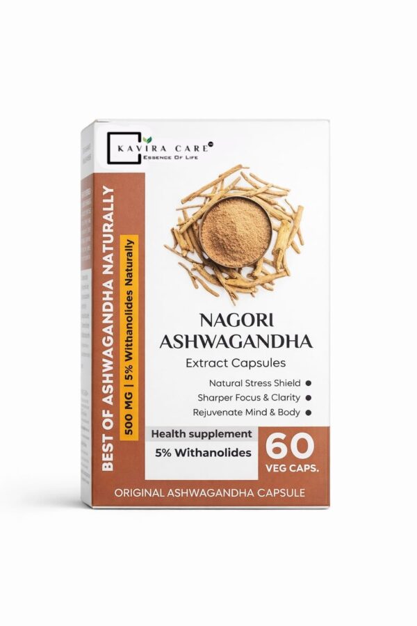 Nagori Ashwagandha capsules 500mg natural Ayurvedic supplement for stress relief, energy, stamina and immunity support