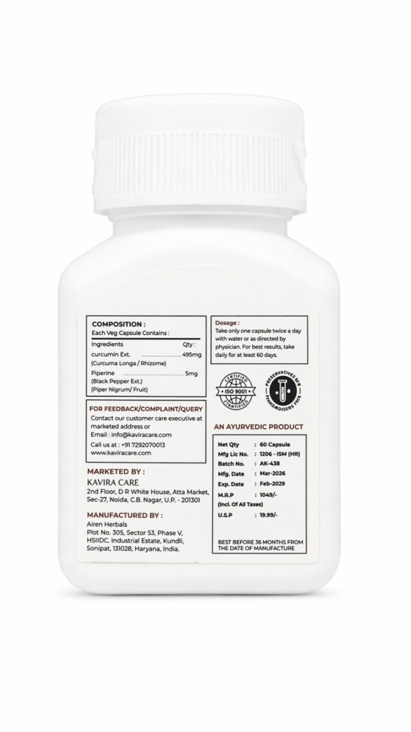 Curcuminoid 95 percent capsules with black pepper extract