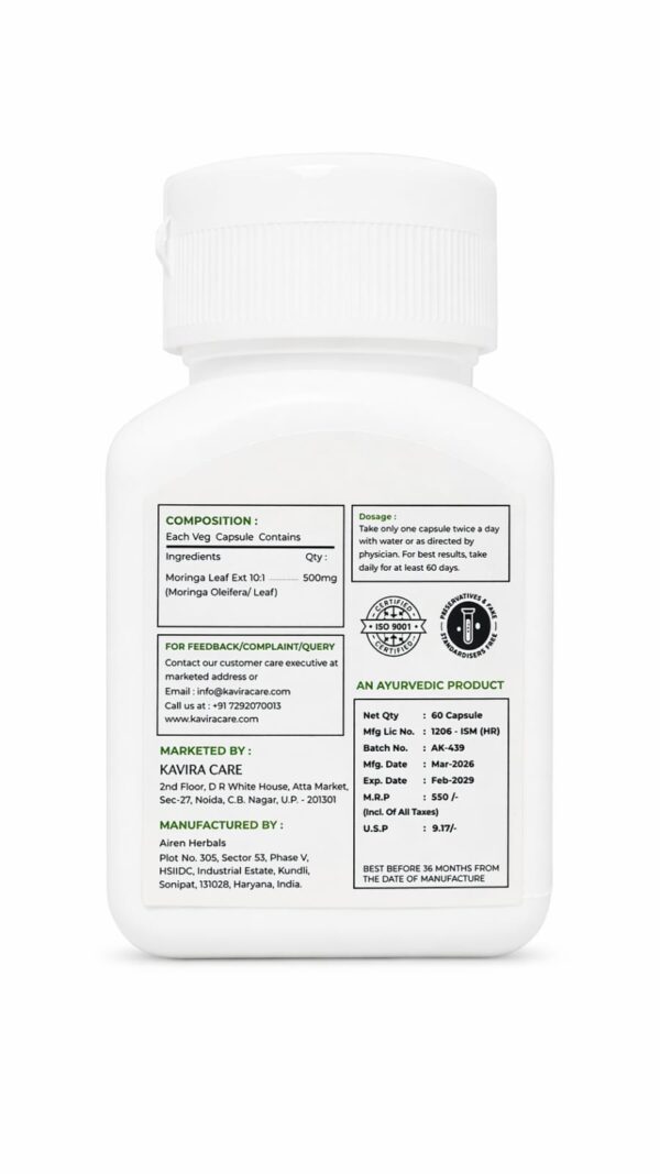 Moringa capsules for immunity and energy support