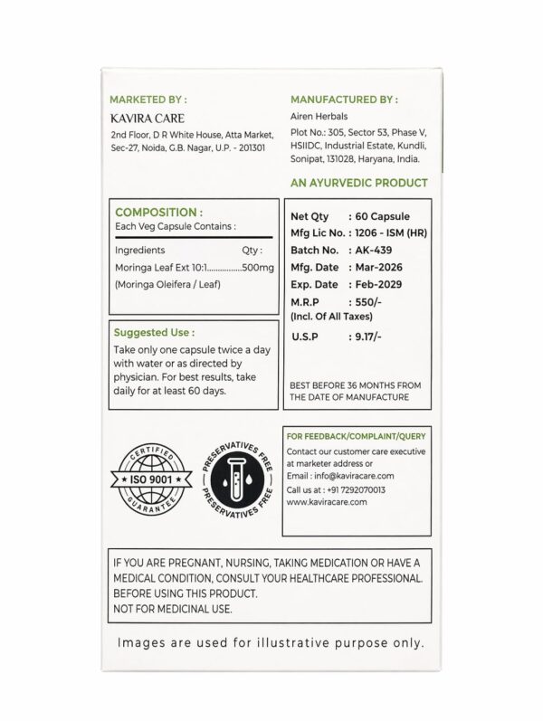 Moringa capsules for immunity and energy support