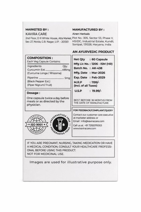 Curcuminoid 95 percent capsules with black pepper extract